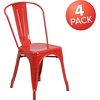 image:imageFlash Furniture Luke Commercial Grade 4 Pack Red Metal IndoorOutdoor Stackable Chair