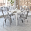 image:imageFlash Furniture Luke Commercial Grade 4 Pack Silver Metal IndoorOutdoor Stackable Chair