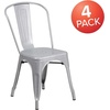image:imageFlash Furniture Luke Commercial Grade 4 Pack Silver Metal IndoorOutdoor Stackable Chair