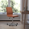 image:imageFlash Furniture Madigan Task Office Chair  Luxurious Gray LeatherSoft Upholstery  Padded MidBack and Seat  Height Adjustable Chrome Base  ArmlessBrown