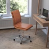 image:imageFlash Furniture Madigan Task Office Chair  Luxurious Gray LeatherSoft Upholstery  Padded MidBack and Seat  Height Adjustable Chrome Base  ArmlessBrown