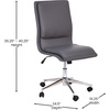 image:imageFlash Furniture Madigan Task Office Chair  Luxurious Gray LeatherSoft Upholstery  Padded MidBack and Seat  Height Adjustable Chrome Base  ArmlessGrey