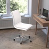 image:imageFlash Furniture Madigan Task Office Chair  Luxurious Gray LeatherSoft Upholstery  Padded MidBack and Seat  Height Adjustable Chrome Base  ArmlessWhite
