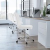 image:imageFlash Furniture Madigan Task Office Chair  Luxurious Gray LeatherSoft Upholstery  Padded MidBack and Seat  Height Adjustable Chrome Base  ArmlessWhite