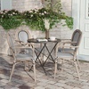 image:imageFlash Furniture Marseille IndoorOutdoor Commercial Bistro Stack Chair  Curved Arms  Black Textilene Back and Seat  NAT Bamboo Print Metal Frame  Set of 2Black  WhiteLight Natural Frame