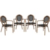 image:imageFlash Furniture Marseille IndoorOutdoor Commercial Bistro Stack Chair  Curved Arms  Black Textilene Back and Seat  NAT Bamboo Print Metal Frame  Set of 2BlackNatural Frame