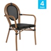 image:imageFlash Furniture Marseille IndoorOutdoor Commercial Bistro Stack Chair  Curved Arms  Black Textilene Back and Seat  NAT Bamboo Print Metal Frame  Set of 2BlackNatural Frame
