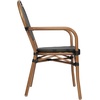 image:imageFlash Furniture Marseille IndoorOutdoor Commercial Bistro Stack Chair  Curved Arms  Black Textilene Back and Seat  NAT Bamboo Print Metal Frame  Set of 2BlackNatural Frame