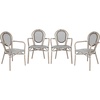 image:imageFlash Furniture Marseille IndoorOutdoor Commercial Bistro Stack Chair  Curved Arms  Black Textilene Back and Seat  NAT Bamboo Print Metal Frame  Set of 2Black  WhiteLight Natural Frame