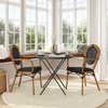 image:imageFlash Furniture Marseille IndoorOutdoor Commercial Bistro Stack Chair  Curved Arms  Black Textilene Back and Seat  NAT Bamboo Print Metal Frame  Set of 2BlackNatural Frame