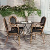 image:imageFlash Furniture Marseille IndoorOutdoor Commercial Bistro Stack Chair  Curved Arms  Black Textilene Back and Seat  NAT Bamboo Print Metal Frame  Set of 2BlackNatural Frame