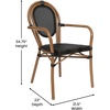 image:imageFlash Furniture Marseille IndoorOutdoor Commercial Bistro Stack Chair  Curved Arms  Black Textilene Back and Seat  NAT Bamboo Print Metal Frame  Set of 2BlackNatural Frame