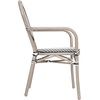 image:imageFlash Furniture Marseille IndoorOutdoor Commercial Bistro Stack Chair  Curved Arms  Black Textilene Back and Seat  NAT Bamboo Print Metal Frame  Set of 2Black  WhiteLight Natural Frame