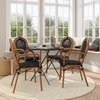 image:imageFlash Furniture Marseille IndoorOutdoor Commercial Bistro Stack Chair  Curved Arms  Black Textilene Back and Seat  NAT Bamboo Print Metal Frame  Set of 2BlackNatural Frame