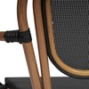 image:imageFlash Furniture Marseille IndoorOutdoor Commercial Bistro Stack Chair  Curved Arms  Black Textilene Back and Seat  NAT Bamboo Print Metal Frame  Set of 2BlackNatural Frame