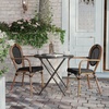image:imageFlash Furniture Marseille IndoorOutdoor Commercial Bistro Stack Chair  Curved Arms  Black Textilene Back and Seat  NAT Bamboo Print Metal Frame  Set of 2BlackNatural Frame
