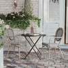 image:imageFlash Furniture Marseille IndoorOutdoor Commercial Bistro Stack Chair  Curved Arms  Black Textilene Back and Seat  NAT Bamboo Print Metal Frame  Set of 2Black  WhiteLight Natural Frame