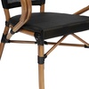 image:imageFlash Furniture Marseille IndoorOutdoor Commercial Bistro Stack Chair  Curved Arms  BlackWhite Textilene Back and Seat  LT NAT Bamboo Print Metal FrameBlackNatural Frame