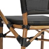 image:imageFlash Furniture Marseille IndoorOutdoor Commercial Bistro Stack Chair  Curved Arms  BlackWhite Textilene Back and Seat  LT NAT Bamboo Print Metal FrameBlackNatural Frame