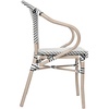 image:imageFlash Furniture Marseille IndoorOutdoor Commercial Bistro Stack Chair  Curved Arms  BlackWhite Textilene Back and Seat  LT NAT Bamboo Print Metal FrameBlack  WhiteLight Natural Frame