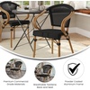 image:imageFlash Furniture Marseille IndoorOutdoor Commercial Bistro Stack Chair  Curved Arms  BlackWhite Textilene Back and Seat  LT NAT Bamboo Print Metal FrameBlackNatural Frame