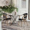image:imageFlash Furniture Marseille IndoorOutdoor Commercial Bistro Stack Chair  Curved Arms  BlackWhite Textilene Back and Seat  LT NAT Bamboo Print Metal FrameBlackNatural Frame