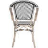 image:imageFlash Furniture Marseille IndoorOutdoor Commercial Bistro Stack Chair  Curved Arms  BlackWhite Textilene Back and Seat  LT NAT Bamboo Print Metal FrameBlack  WhiteLight Natural Frame