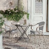 image:imageFlash Furniture Marseille IndoorOutdoor Commercial Bistro Stack Chair  Curved Arms  BlackWhite Textilene Back and Seat  LT NAT Bamboo Print Metal FrameBlack  WhiteLight Natural Frame