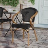 image:imageFlash Furniture Marseille IndoorOutdoor Commercial Bistro Stack Chair  Curved Arms  BlackWhite Textilene Back and Seat  LT NAT Bamboo Print Metal FrameBlackNatural Frame