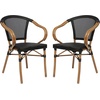 image:imageFlash Furniture Marseille IndoorOutdoor Commercial Bistro Stack Chair  Curved Arms  BlackWhite Textilene Back and Seat  LT NAT Bamboo Print Metal FrameBlackNatural Frame