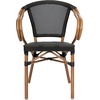 image:imageFlash Furniture Marseille IndoorOutdoor Commercial Bistro Stack Chair  Curved Arms  BlackWhite Textilene Back and Seat  LT NAT Bamboo Print Metal FrameBlackNatural Frame