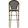 image:imageFlash Furniture Marseille IndoorOutdoor Commercial Bistro Stacking Bar Stool  Black Textilene Back and Seat  Natural Bamboo Print Metal Frame 2 PackBlackNatural Frame