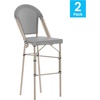 image:imageFlash Furniture Marseille IndoorOutdoor Commercial Bistro Stacking Bar Stool  Black Textilene Back and Seat  Natural Bamboo Print Metal Frame 2 PackBlack  WhiteLight Natural Frame