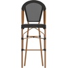 image:imageFlash Furniture Marseille IndoorOutdoor Commercial Bistro Stacking Bar Stool  Black Textilene Back and Seat  Natural Bamboo Print Metal Frame 2 PackBlackNatural Frame