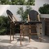 image:imageFlash Furniture Marseille IndoorOutdoor Commercial Bistro Stacking Bar Stool  Black Textilene Back and Seat  Natural Bamboo Print Metal Frame 2 PackBlackNatural Frame