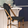 image:imageFlash Furniture Marseille IndoorOutdoor Commercial Bistro Stacking Bar Stool  Black Textilene Back and Seat  Natural Bamboo Print Metal Frame 2 PackBlackNatural Frame