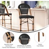 image:imageFlash Furniture Marseille IndoorOutdoor Commercial Bistro Stacking Bar Stool  Black Textilene Back and Seat  Natural Bamboo Print Metal Frame 2 PackBlackNatural Frame