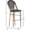 image:imageFlash Furniture Marseille IndoorOutdoor Commercial Bistro Stacking Bar Stool  Black Textilene Back and Seat  Natural Bamboo Print Metal Frame 2 PackBlackNatural Frame