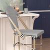 image:imageFlash Furniture Marseille IndoorOutdoor Commercial Bistro Stacking Bar Stool  Black Textilene Back and Seat  Natural Bamboo Print Metal Frame 2 PackBlack  WhiteLight Natural Frame