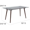 image:imageFlash Furniture Meriden 315 x 55 Rectangular Solid Walnut Wood Table with Clear Glass TopClear TopWalnut Frame