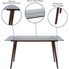 image:imageFlash Furniture Meriden 315 x 55 Rectangular Solid Walnut Wood Table with Clear Glass TopClear TopWalnut Frame