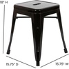 image:imageFlash Furniture Metal Dining Table Height Stool  Backless Red Kai Commercial Grade Stool  18 Inch Stackable Dining Chair  Set of 4Black