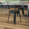 image:imageFlash Furniture Metal Dining Table Height Stool  Backless Red Kai Commercial Grade Stool  18 Inch Stackable Dining Chair  Set of 4Black