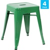 image:imageFlash Furniture Metal Dining Table Height Stool  Backless Red Kai Commercial Grade Stool  18 Inch Stackable Dining Chair  Set of 4Green