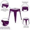 image:imageFlash Furniture Metal Dining Table Height Stool  Backless Red Kai Commercial Grade Stool  18 Inch Stackable Dining Chair  Set of 4Purple