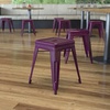 image:imageFlash Furniture Metal Dining Table Height Stool  Backless Red Kai Commercial Grade Stool  18 Inch Stackable Dining Chair  Set of 4Purple