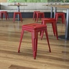 image:imageFlash Furniture Metal Dining Table Height Stool  Backless Red Kai Commercial Grade Stool  18 Inch Stackable Dining Chair  Set of 4Red