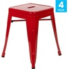 image:imageFlash Furniture Metal Dining Table Height Stool  Backless Red Kai Commercial Grade Stool  18 Inch Stackable Dining Chair  Set of 4Red