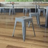image:imageFlash Furniture Metal Dining Table Height Stool  Backless Red Kai Commercial Grade Stool  18 Inch Stackable Dining Chair  Set of 4Silver