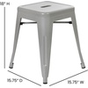 image:imageFlash Furniture Metal Dining Table Height Stool  Backless Red Kai Commercial Grade Stool  18 Inch Stackable Dining Chair  Set of 4Silver